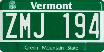 VT license plate ZMJ194