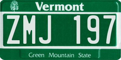 VT license plate ZMJ197