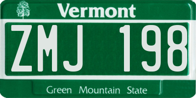 VT license plate ZMJ198
