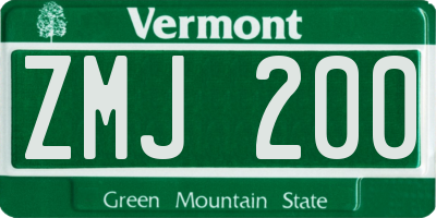 VT license plate ZMJ200