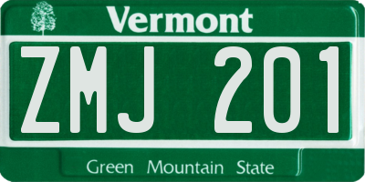 VT license plate ZMJ201
