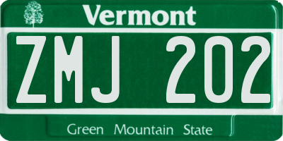 VT license plate ZMJ202
