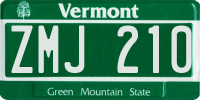 VT license plate ZMJ210