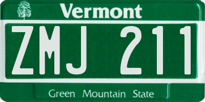 VT license plate ZMJ211