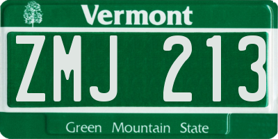 VT license plate ZMJ213