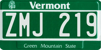 VT license plate ZMJ219