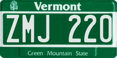 VT license plate ZMJ220