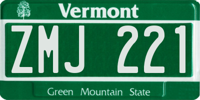 VT license plate ZMJ221