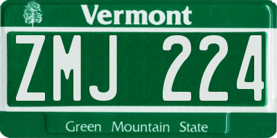 VT license plate ZMJ224
