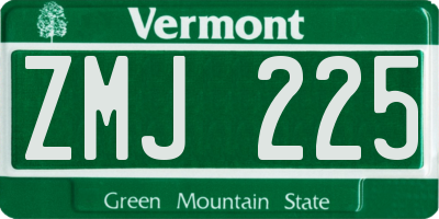 VT license plate ZMJ225