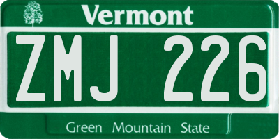 VT license plate ZMJ226