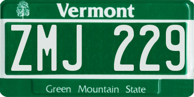 VT license plate ZMJ229
