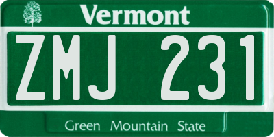 VT license plate ZMJ231