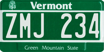 VT license plate ZMJ234