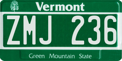 VT license plate ZMJ236