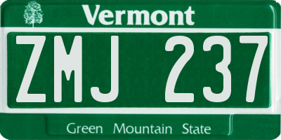 VT license plate ZMJ237
