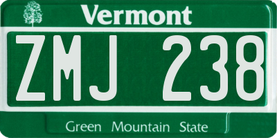 VT license plate ZMJ238