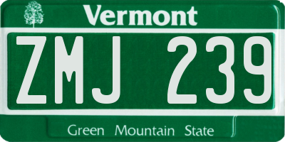 VT license plate ZMJ239