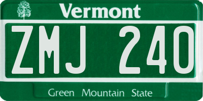 VT license plate ZMJ240