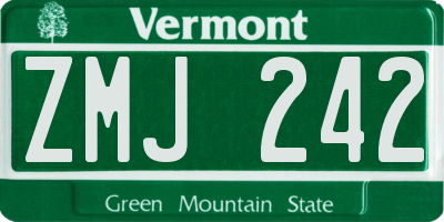 VT license plate ZMJ242