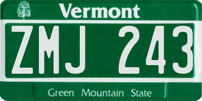 VT license plate ZMJ243