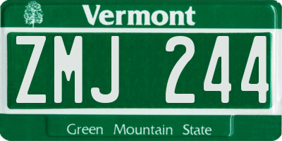 VT license plate ZMJ244