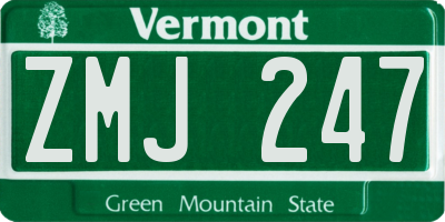 VT license plate ZMJ247