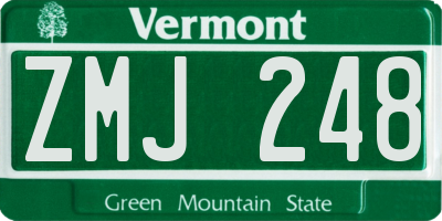 VT license plate ZMJ248
