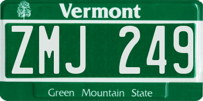 VT license plate ZMJ249
