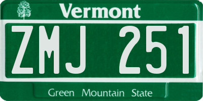 VT license plate ZMJ251