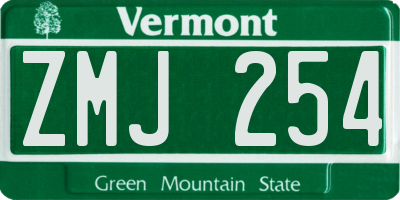 VT license plate ZMJ254
