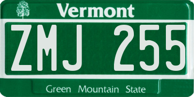 VT license plate ZMJ255