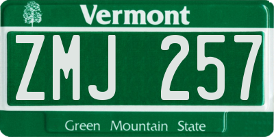 VT license plate ZMJ257