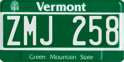 VT license plate ZMJ258
