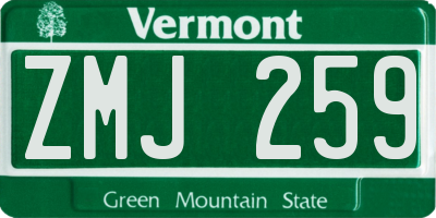 VT license plate ZMJ259