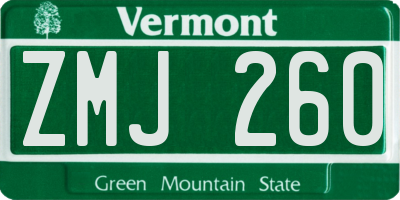 VT license plate ZMJ260