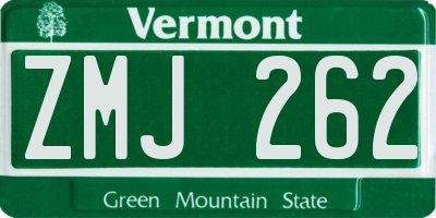 VT license plate ZMJ262