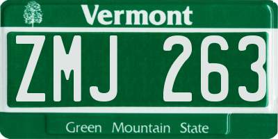 VT license plate ZMJ263