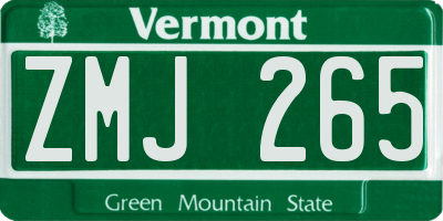 VT license plate ZMJ265