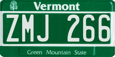 VT license plate ZMJ266
