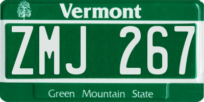 VT license plate ZMJ267