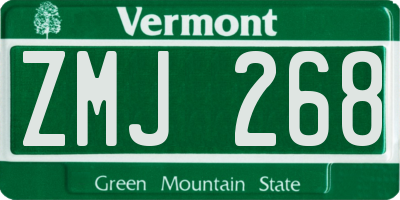 VT license plate ZMJ268
