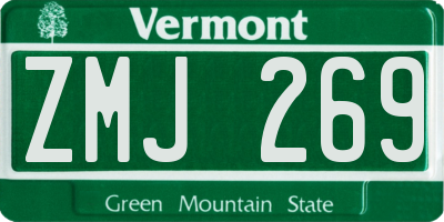 VT license plate ZMJ269