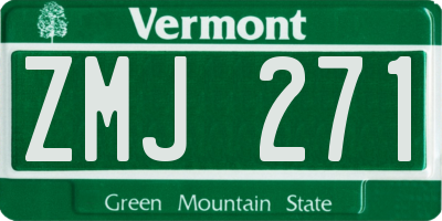 VT license plate ZMJ271