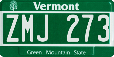 VT license plate ZMJ273