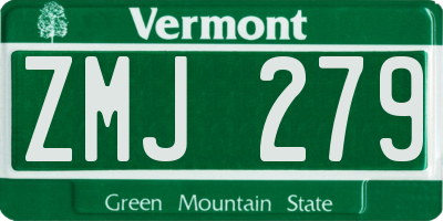 VT license plate ZMJ279