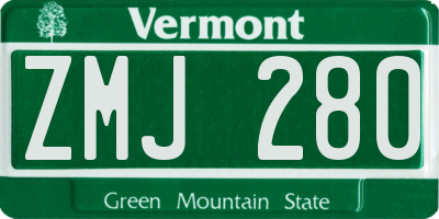 VT license plate ZMJ280