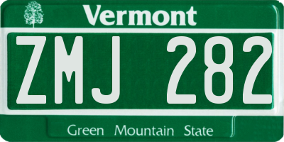 VT license plate ZMJ282