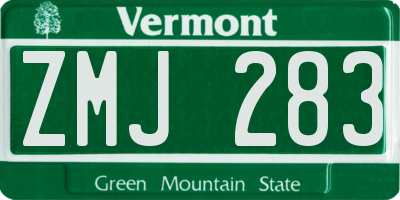 VT license plate ZMJ283
