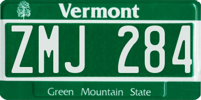 VT license plate ZMJ284